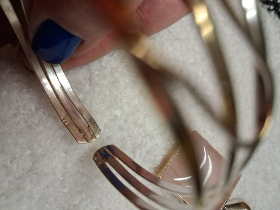 Старинни покребрени гривна и медальон розов кварц