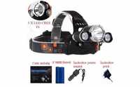 Lanterna frontala reglabila cu 3 LED-uri CREE XM-L T6