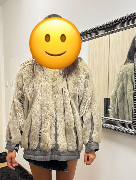 Късо дамско палто от Естествена кожа с косъм