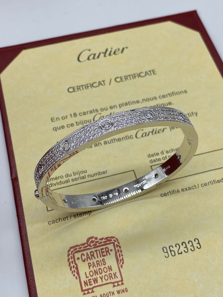 Brățară Cartier LOVE 18 White Gold 24K Full Diamond