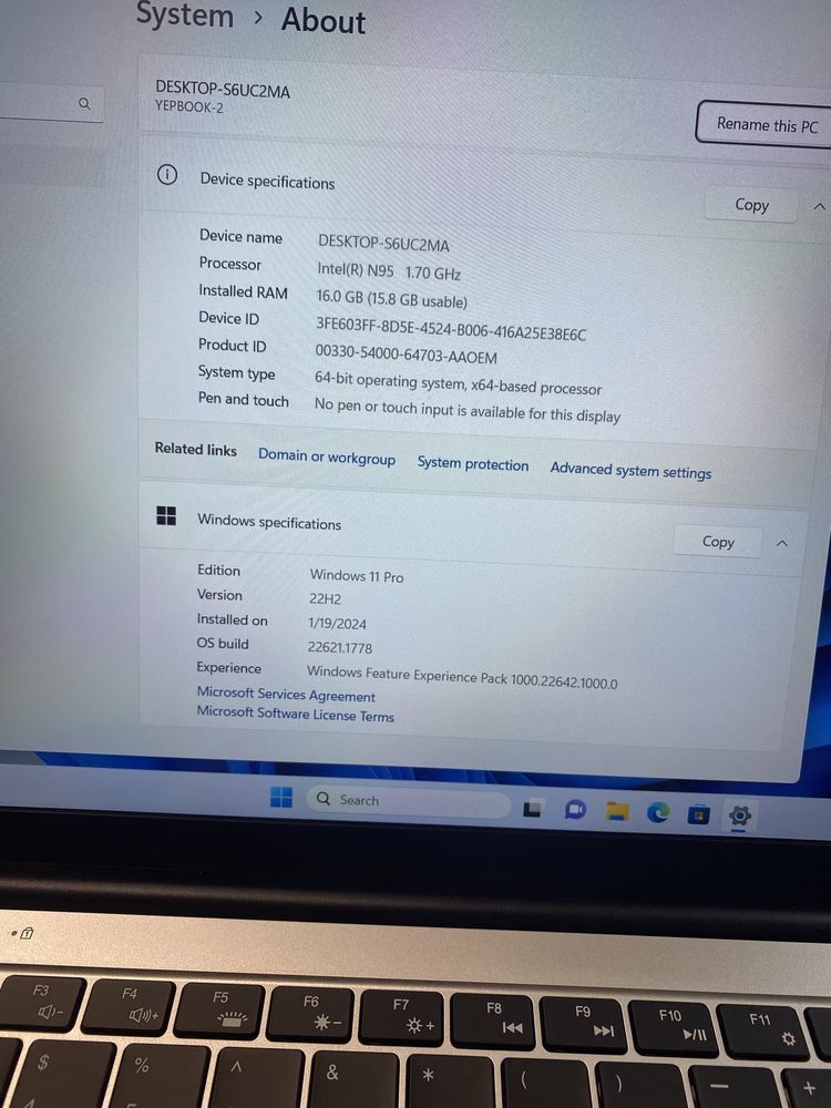 Laptop NOU- 500GB SSD , 16 GB Ram CPU Intel N95