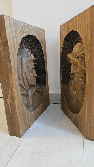 Set sculptura lemn masiv tablou 3D