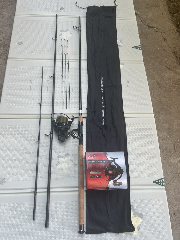 Lansetă feeder daiwa ninja, mulineta carp expert score method 5500