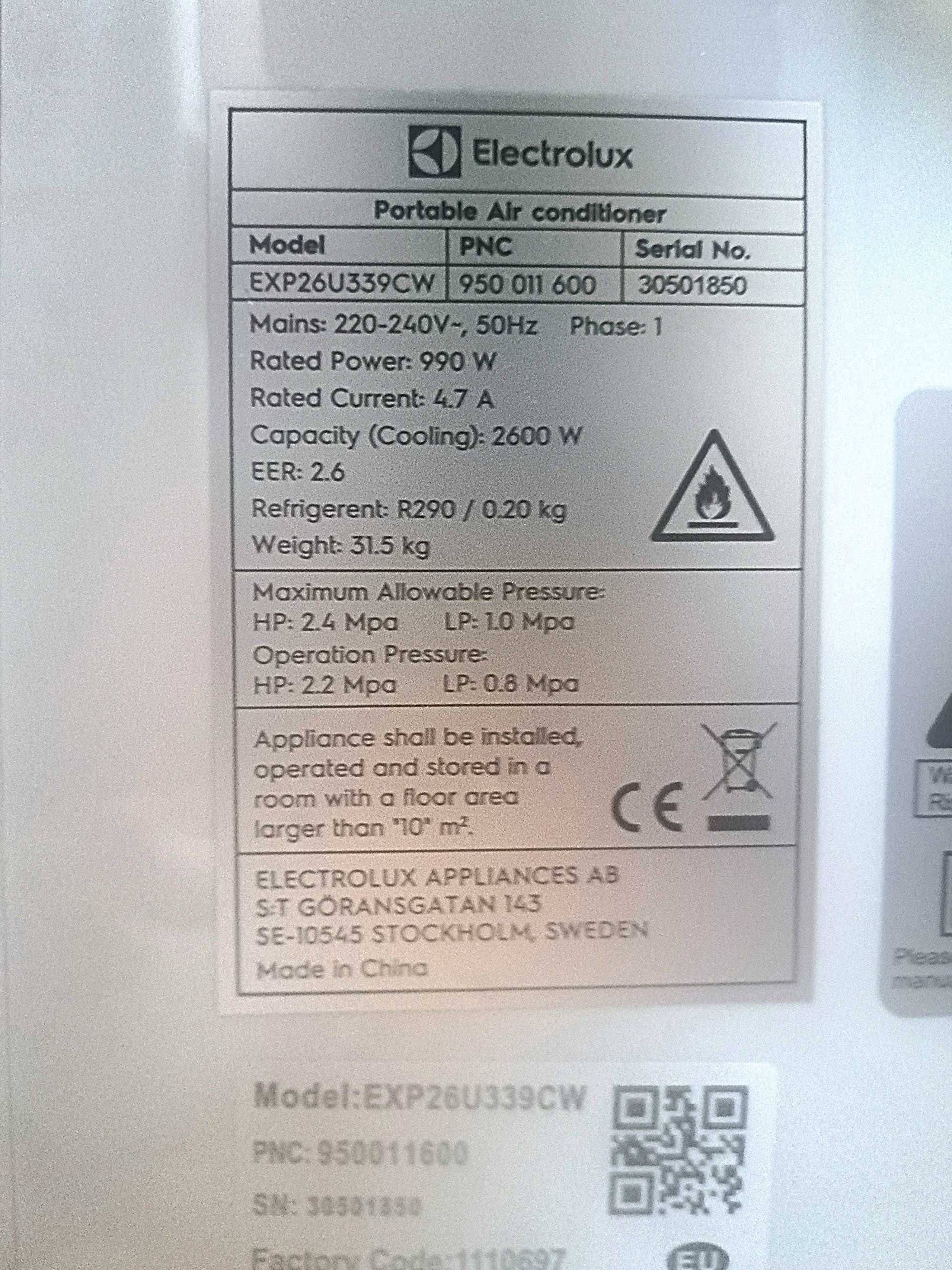 Мобилен КЛИМАТИК ELEKTROLUCS- Comfort 600, EXP26U339CW, BTU - 9000