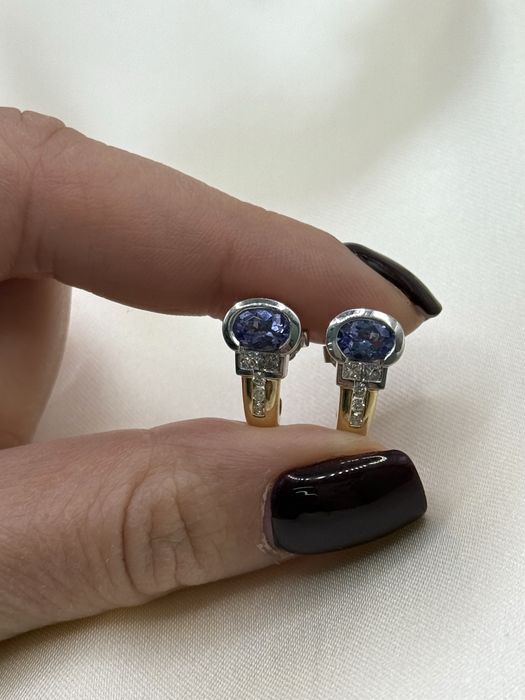 Cercei din aur cu tanzanite si diamante