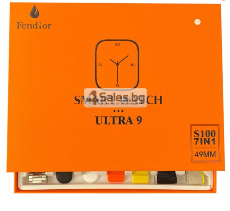 Смарт часовник S100 ultra 7in1,strap HD SMW4 FS-11574