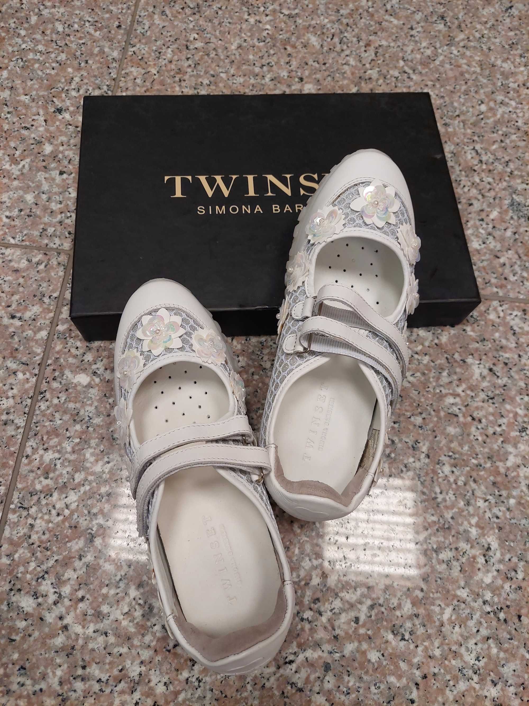 Детски обувки TwinSet, бели, естествена кожа, 37 номер