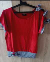 Червена блузка с панделки,нова,размер С-М.