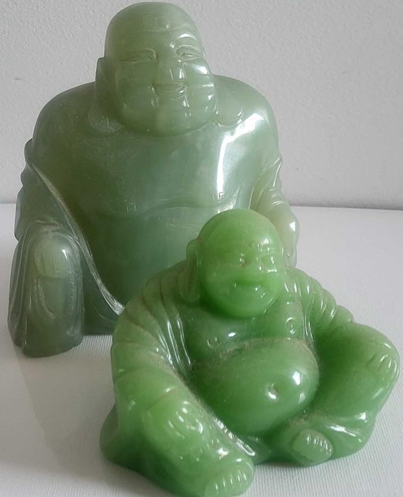 Cadou deosebit, set doua statuete superbe Buddha jad, budism,Feng Shui