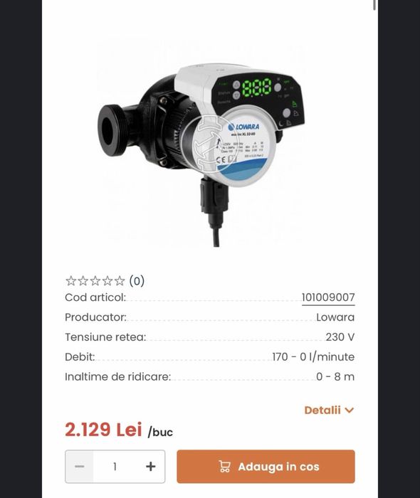 Lowara Ecocirc XL 32-80 pompa de circulatie apa 170 l/min 0 - 8 m