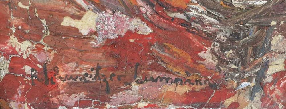 Pictura veche - potret fata - semnat R. Schweitzer Cumpana