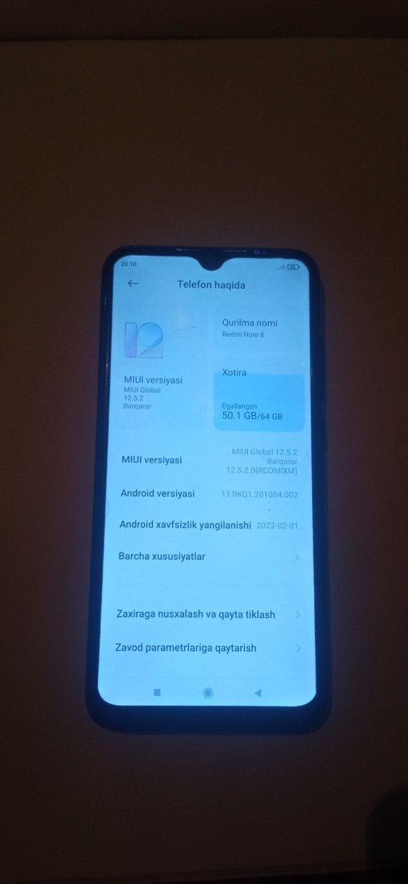 Redmi Not 8 oʻzi
