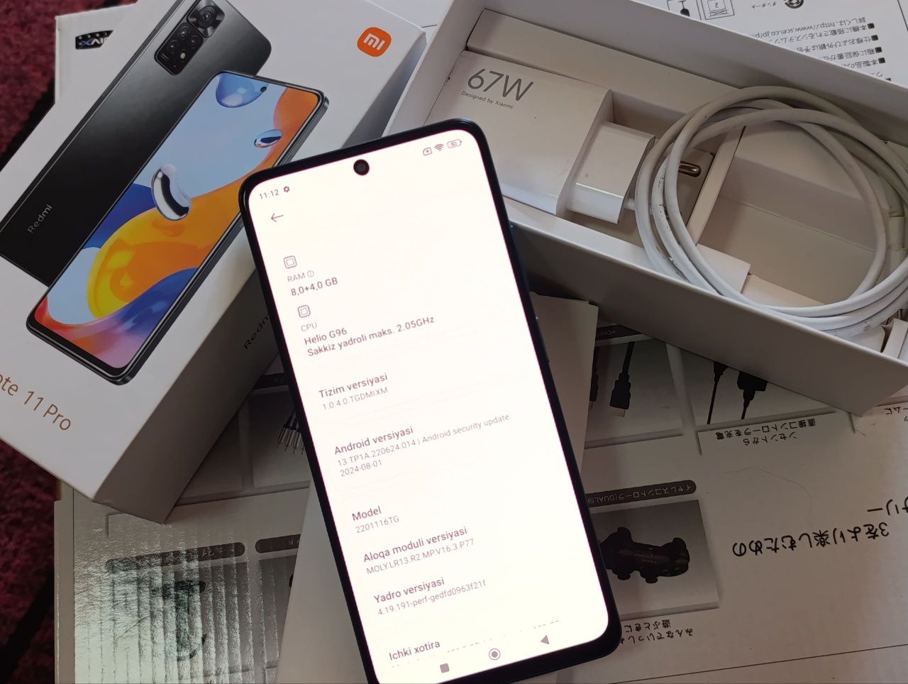 Redmi note 11 pro 8+4/128gb karobka dakument