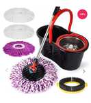 Vand mop rotativ, cuva din inox, 4 rezerve - perie de covoare