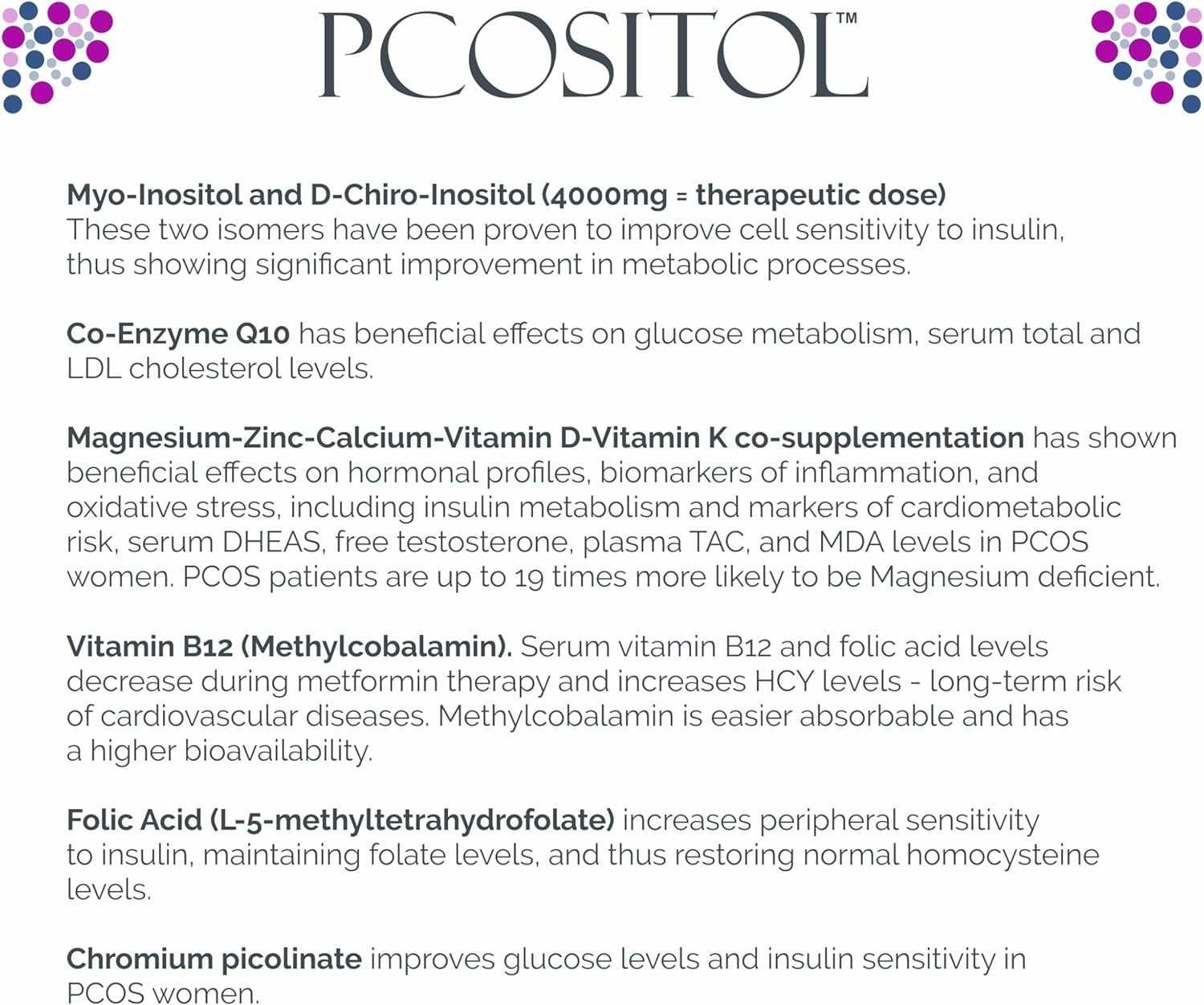 PCOSITOL - Изчерпателна добавка за PCOS -Съдържаща 11 основни съставки