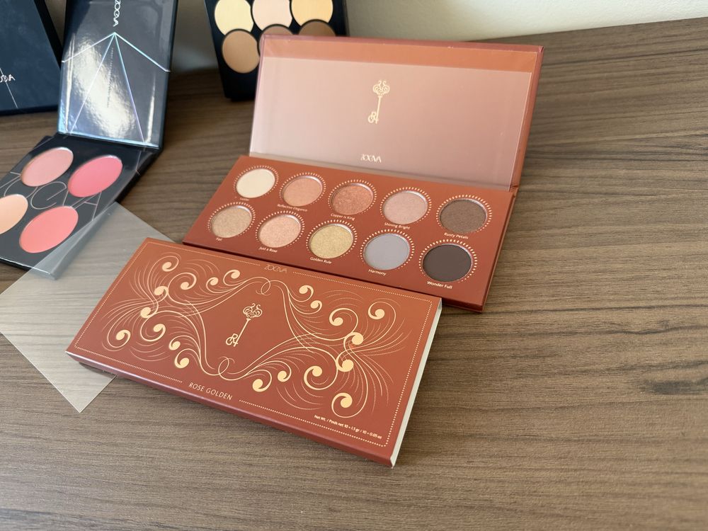 Colourpop палитра Golden state of mind и Zoeva Rose golden