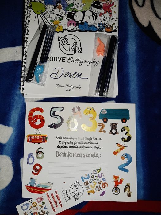 Set 4 Caiete Groove Caligraphy cu 2 seturi de pix