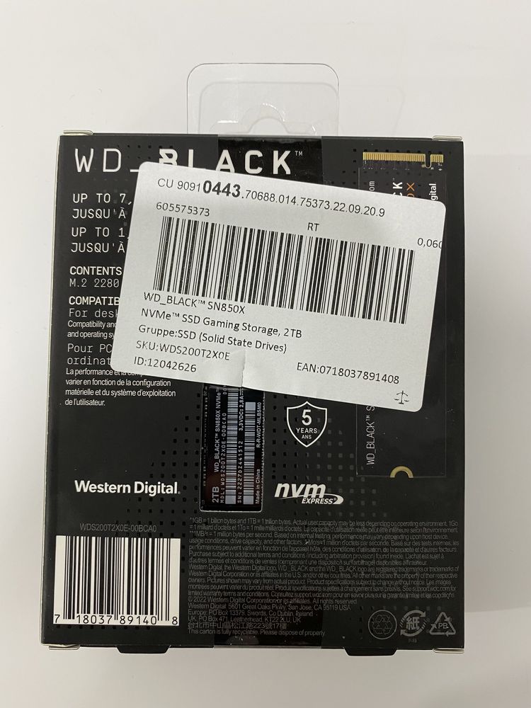 SSD Western Digital Black SN850X 2TB