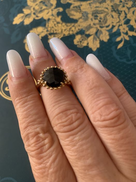 Inel pandora aur black spinel si cercei pandora aur si onyx