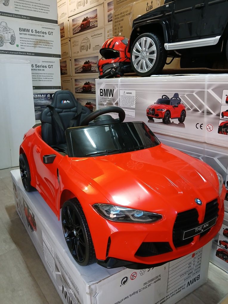 Топ!!Промо цена Акумулаторна кола BMW M4с меки гуми,кожен салон,12V