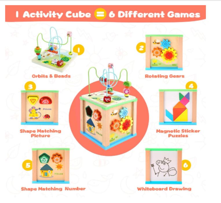 Дървен монтесори куб