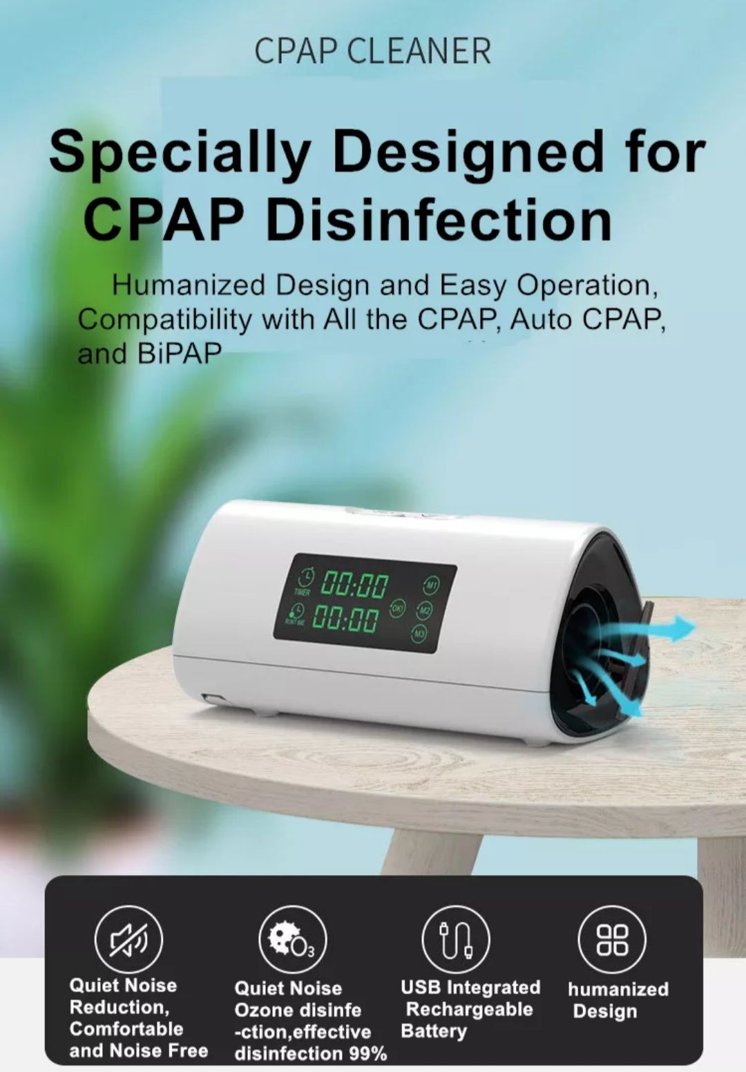CPAP APAP BIPAP mască ozon dezinfectare igenizare bacterii germeni