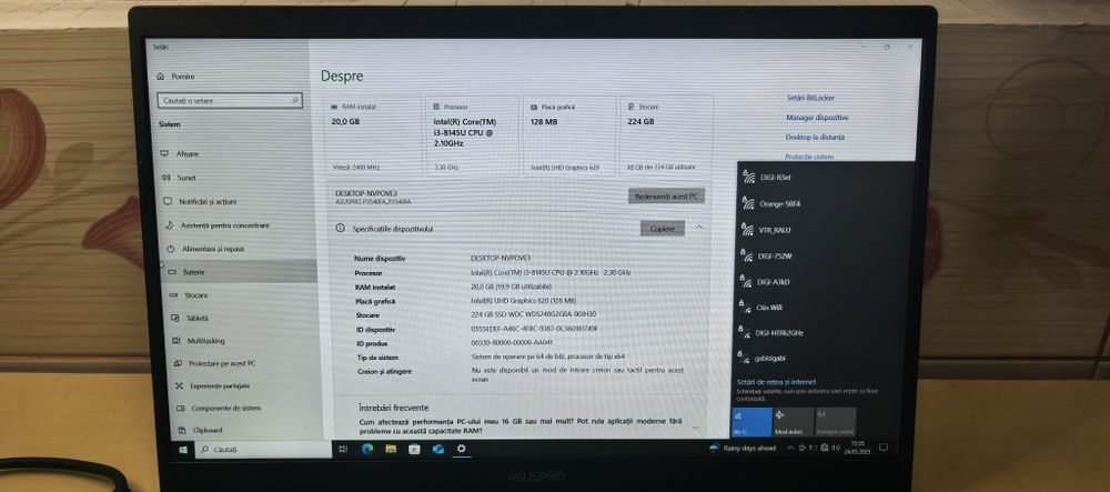 Laptop Asus PRO P3540F_i3 8145u (Gen 8)_20GB DDR4_256GB SSD_ca NOU