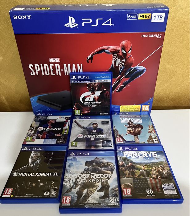 Play Station 4-1TB Spider-Man Edition Full Box + 13 jocuri