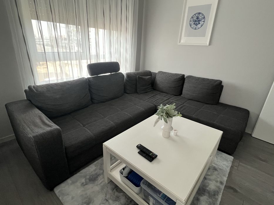 Тъмносив ъглов диван