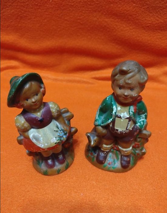 Cadou Sarbatori Statueta Bibelou Vechi Colectie Argila Pictate Manual