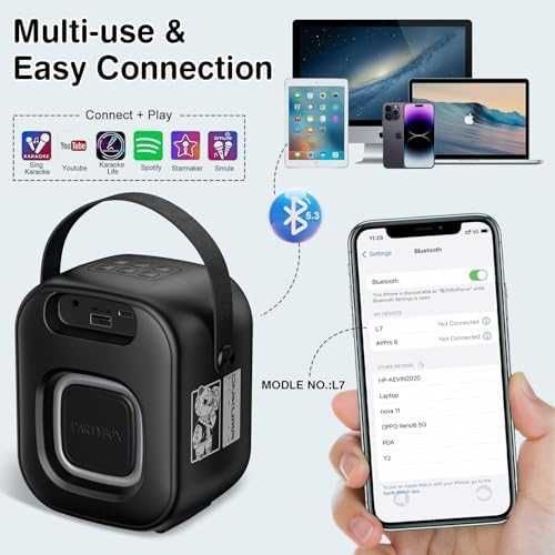 Нова Мини караоке тонколона с 2 безжични микрофона и Bluetooth 5.3