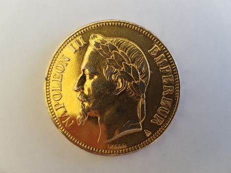 Монета, Франция, НАПОЛЕОН III, 5 ФРАНКА, 1869, СТРАСБУРГ