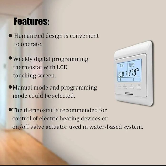 Termostat programabil 16 A 230 V LCD, Pentru incalzire prin pardoseala