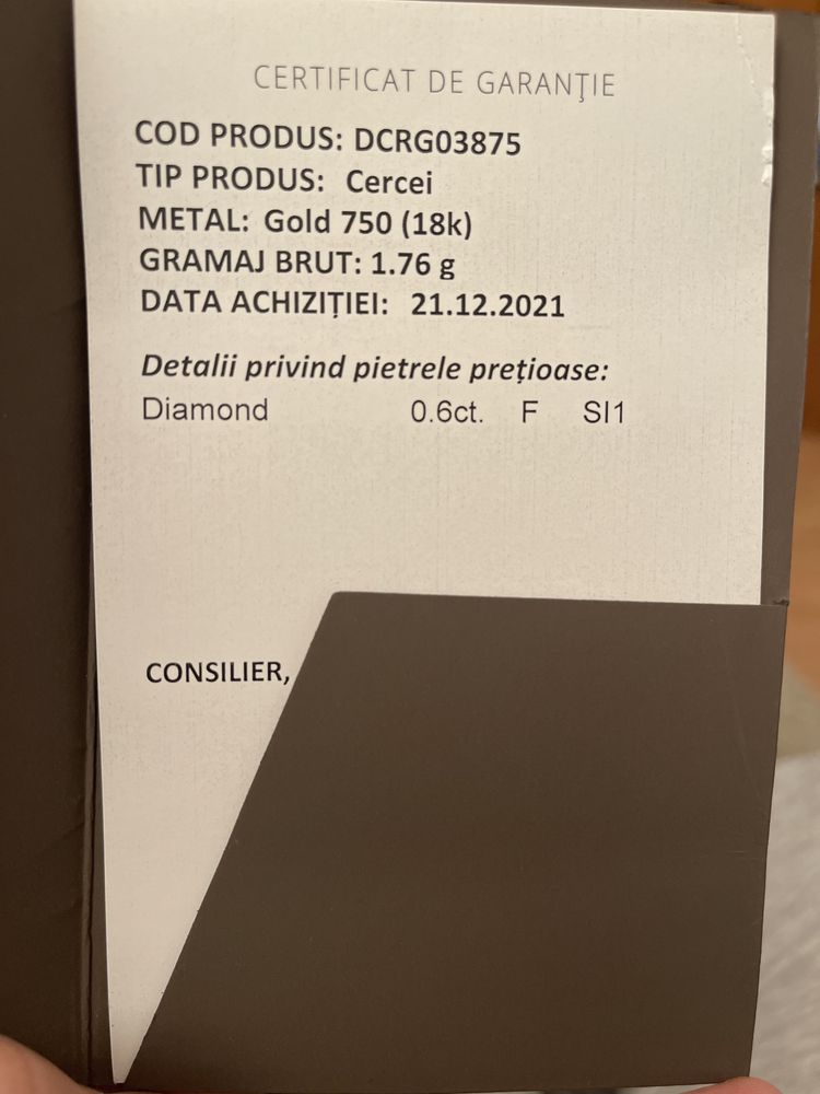 Cercei TEILOR  din aur alb de 18K cu diamante de 0.6ct