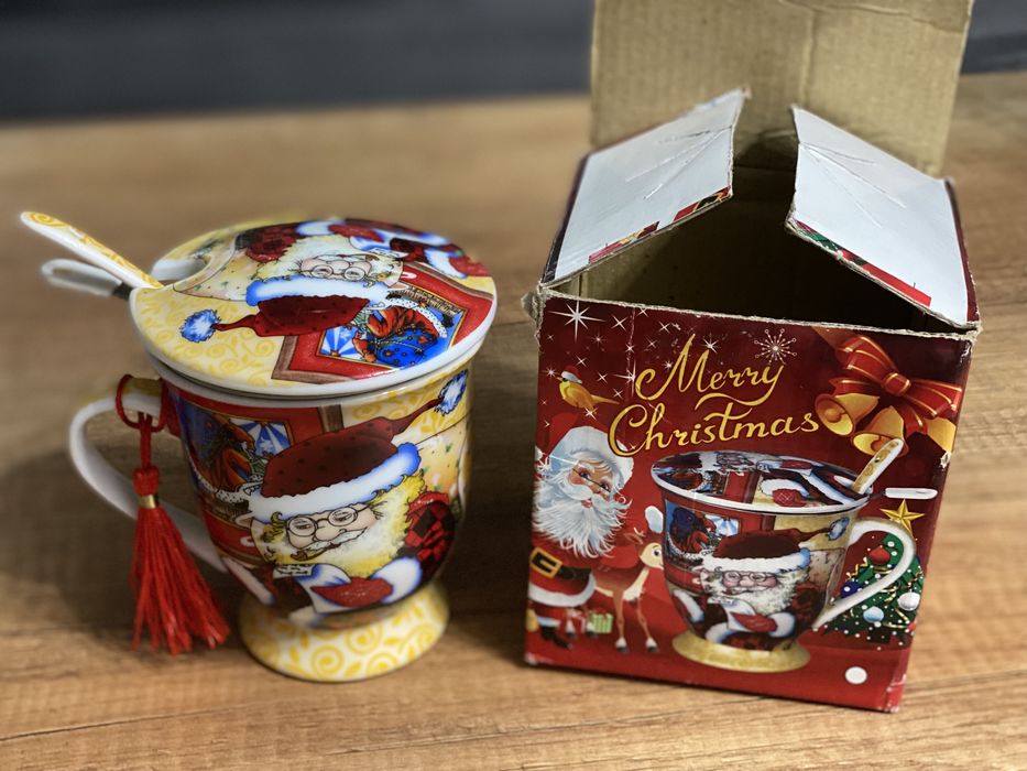 Cana noua Mos Craciun sita lingurita capac rosie Secret Santa