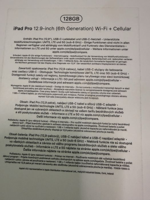 Apple iPad Pro 12.9 6th Gen 128GB Wi-Fi+LTE Space Gray