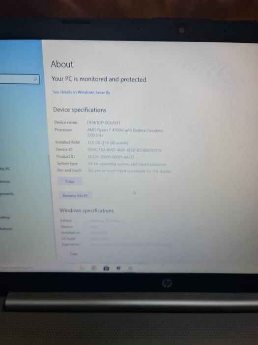 Hp 15seq1023np AMD ryzen 7 gen 7 radeon graphics