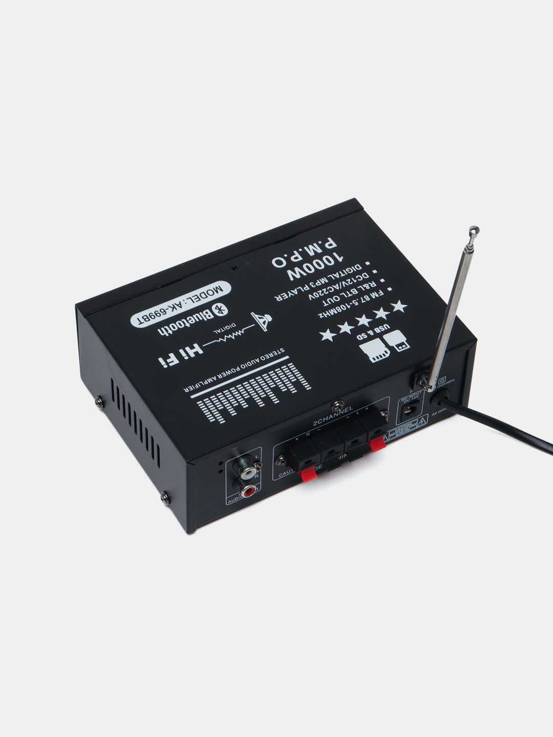 Усилитель для колонок динамиков, Bluetooth, Fm, USB. 2 канала