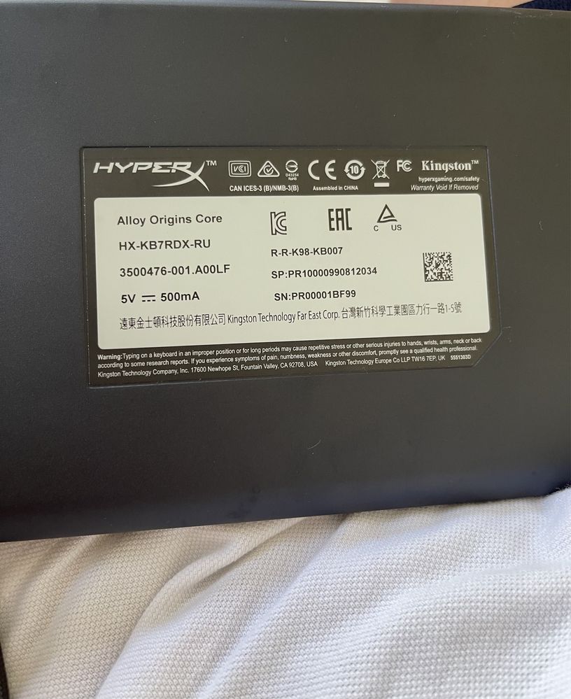 Игровая клавиатура HyperX Alloy Origins Core PBT TKL , HX Red