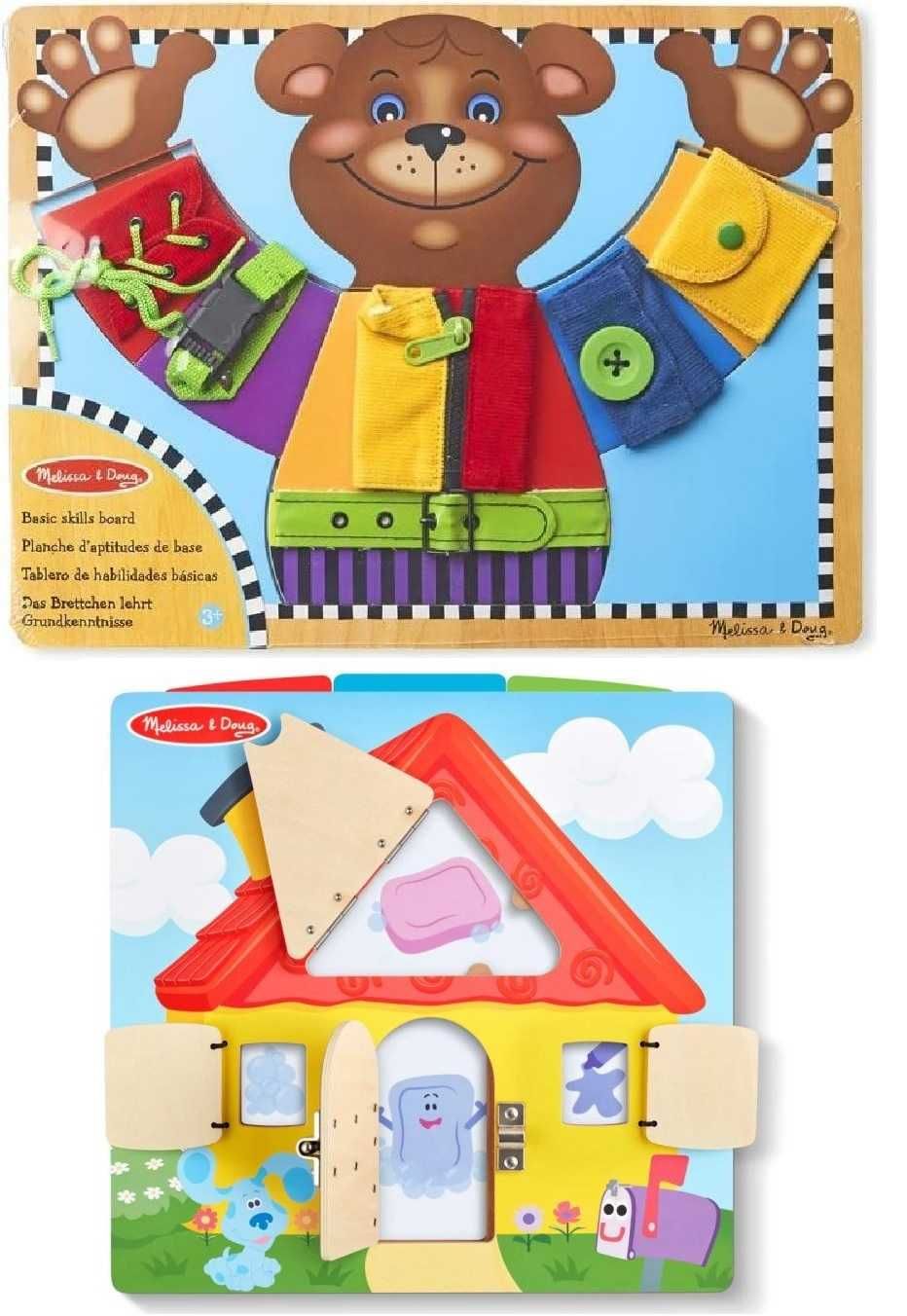 Дървена дъска за активности Дървен пъзел Melissa & Doug - 6 вида