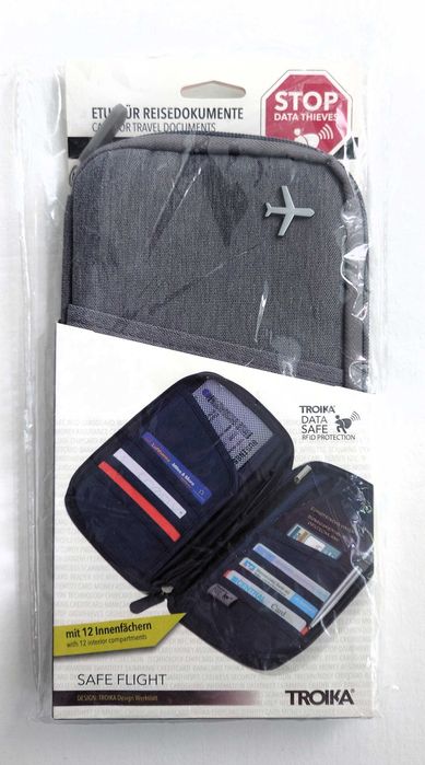 Portofel calatorie TROIKA Safe Flight RFID, gri
