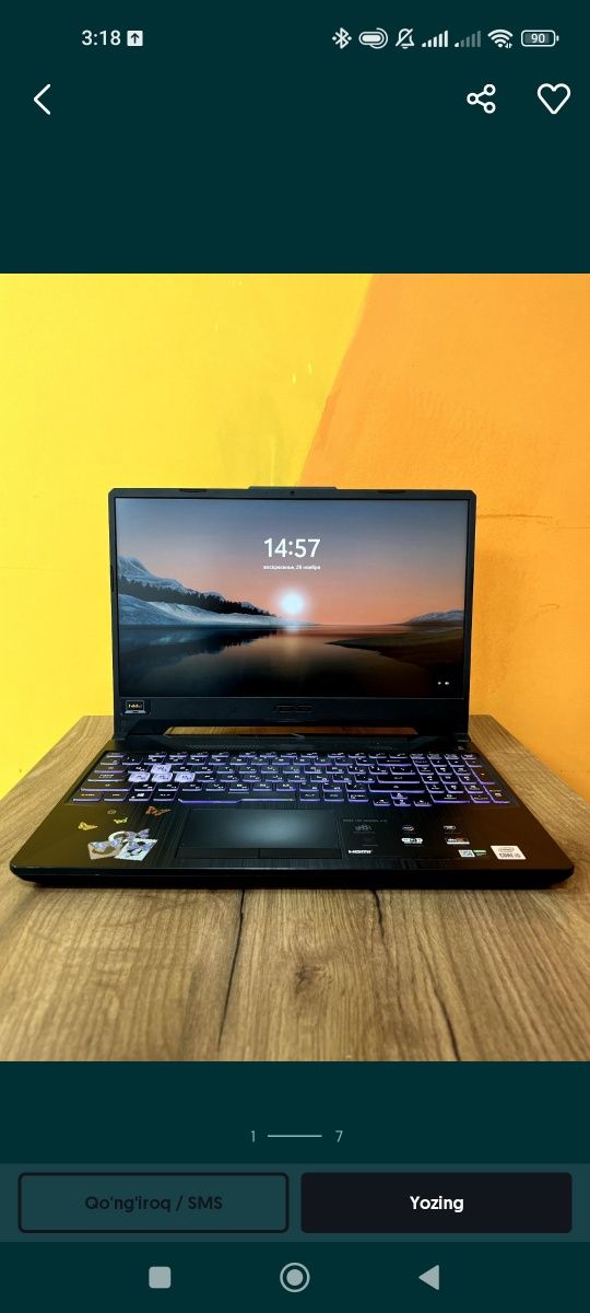 Netebook ASUS TUF gaming f15 kelishamiz