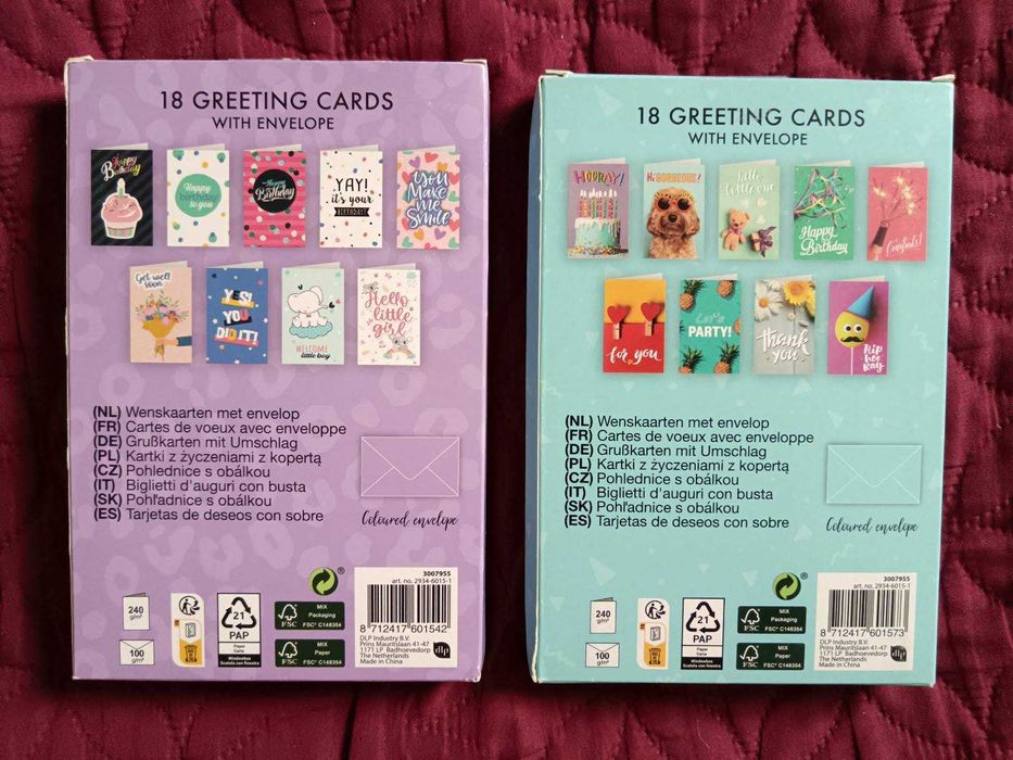 Поздравителни картички за Рожден ден и др.Коледни картички с пликове.