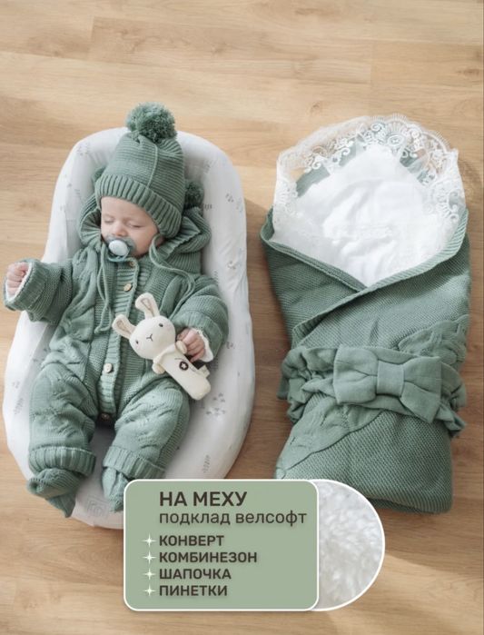 Конверт зимний для новорожденных, комбинезон зимний, на выписку,0-3 ме