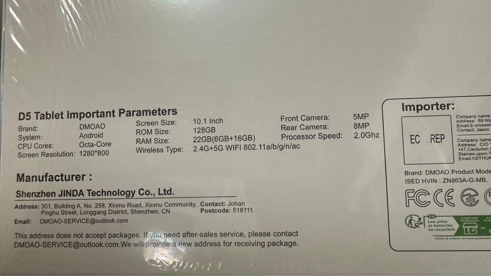 Tableta Dmoao D5 22gb ram 128’stocare sigilata