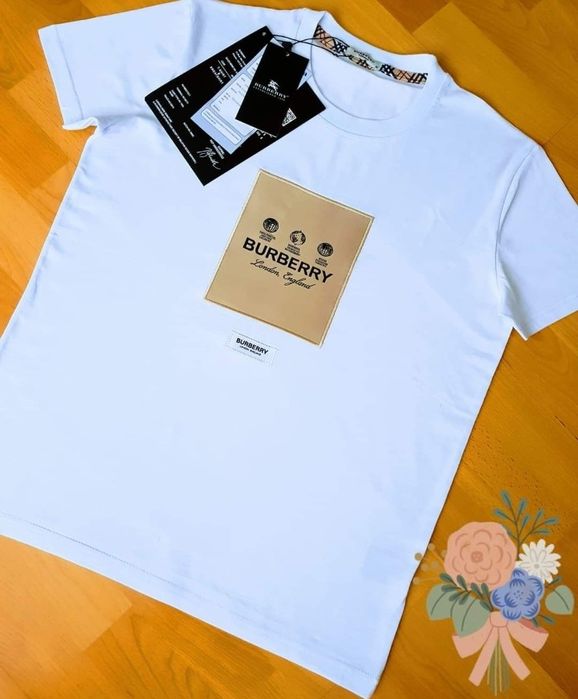 Tricouri bumbac alb imaculat (Burbbery (,super calitate import Italia