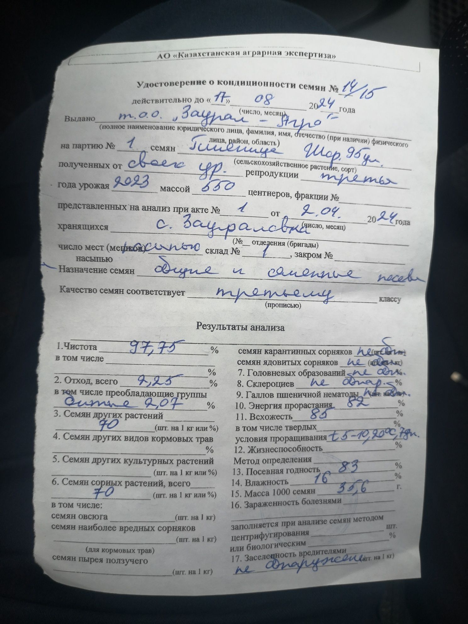 Продам семена пшеницы