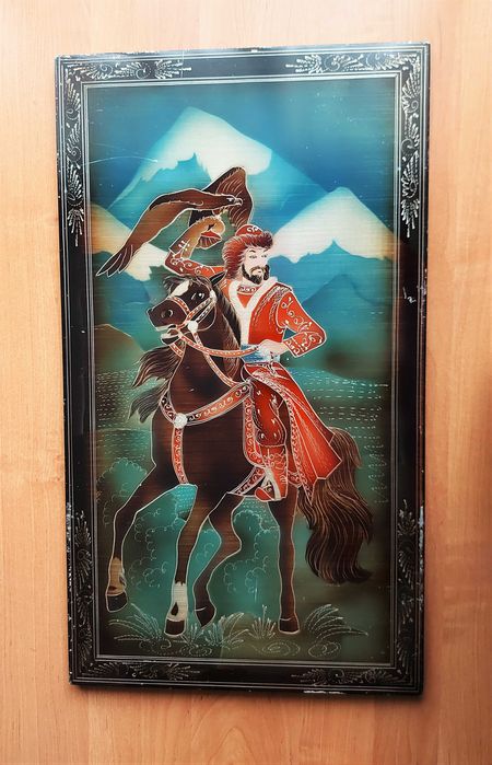 Советская гравюра на металле «Охота с беркутом»