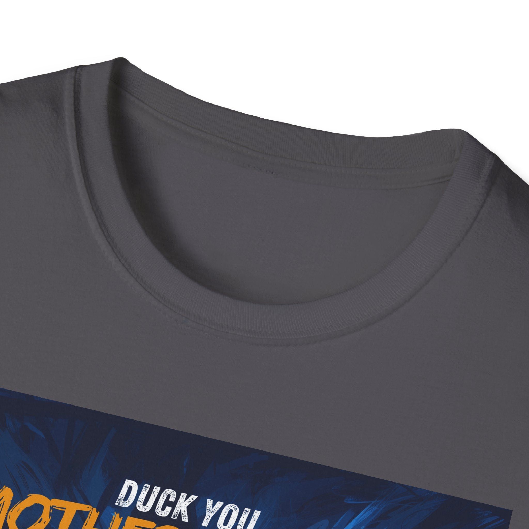 Забавна тениска с ядосано пате и надпис "Duck You Motherducker"