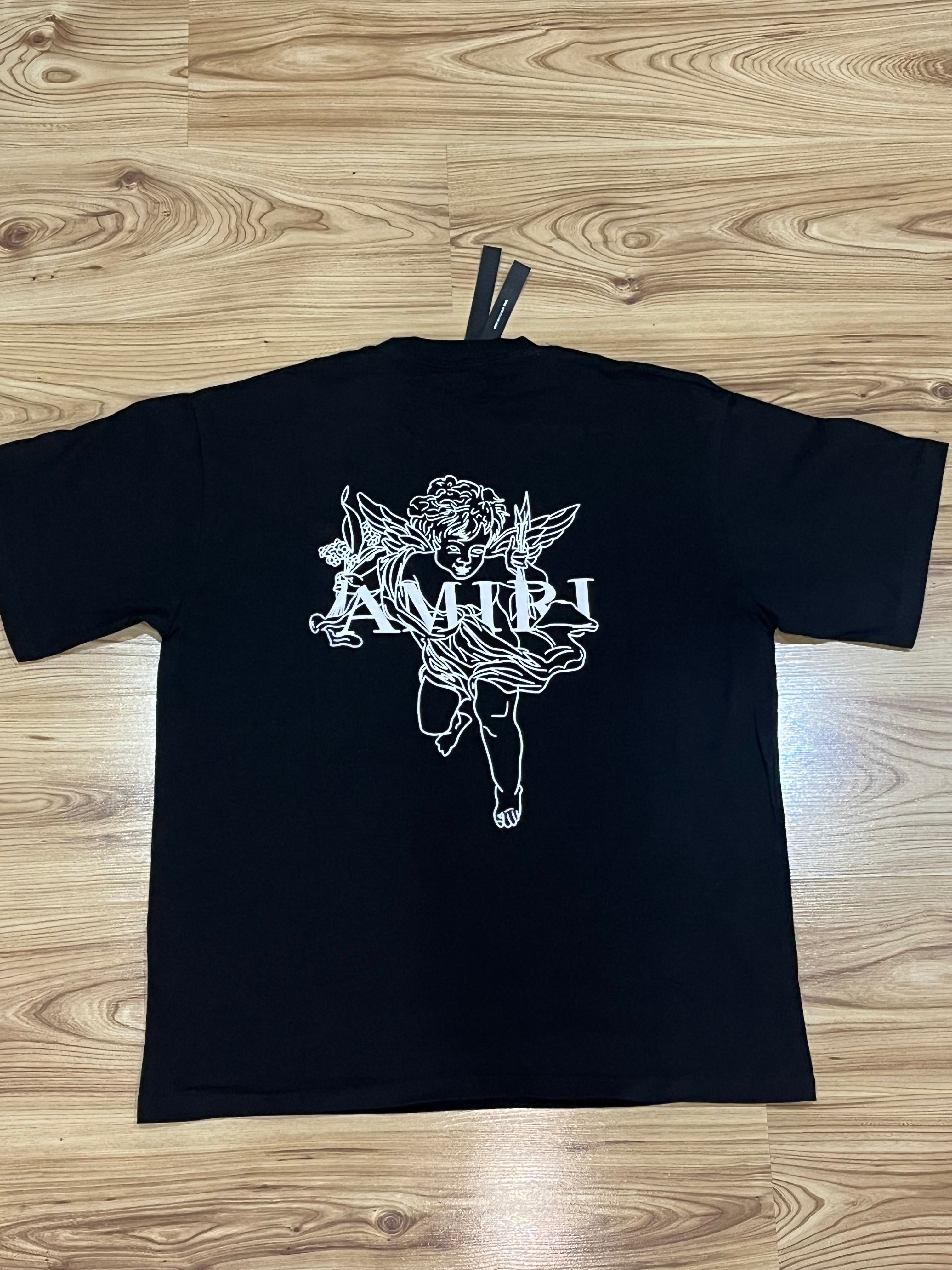 Чисто нова черна тениска AMIRI с ангел – размер L
